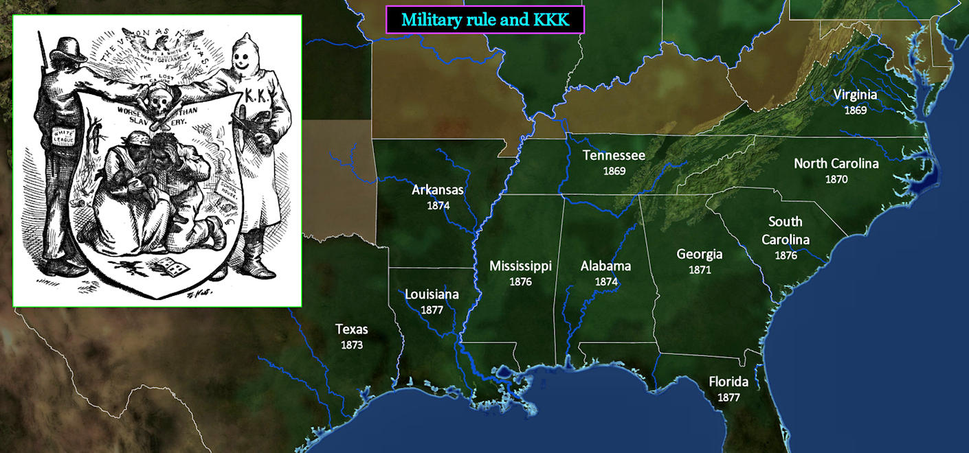 First KKK, 1865-1872 map